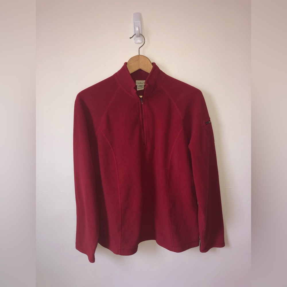 L.L. Bean Women’s Red Fleece Quarter Zip Size Large